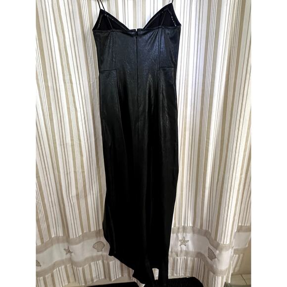 $326 Amanda Uprichard Symone Dress Womens S Black Faux Leather Strapless NEW - Picture 3 of 7